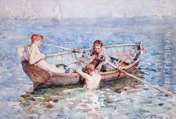 August Blue, c.1911 Oil Painting - Henry Scott Tuke