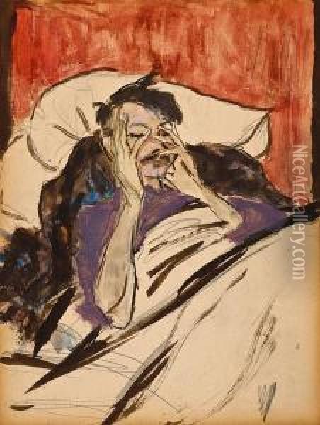 Robert Henri In Bed Oil Painting - Marjorie, Mrs. Henri Organ