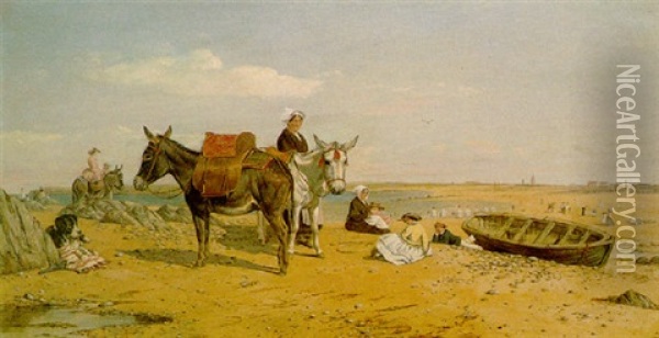 Donkey Rides On St. Malo Beach Oil Painting - William Luker Sr.