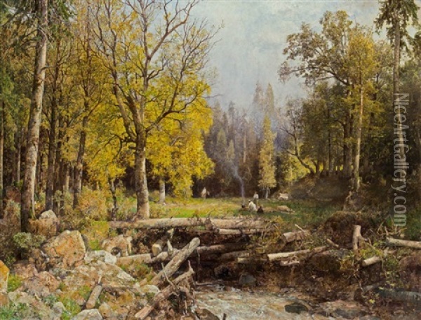 In Der Waldlichtung Oil Painting - Robert Russ