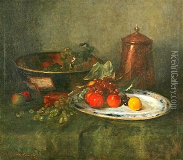 Still Life With Copper Urn Oil Painting - William Merritt Chase