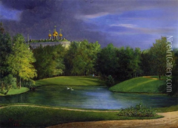 Katharinenpalast In Zarskoje Selo Bei St. Petersburg Oil Painting - Olga Nikolajewna von Wuerttemberg