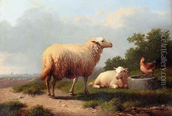 Sheep In A Meadow Oil Painting - Eugene Verboeckhoven