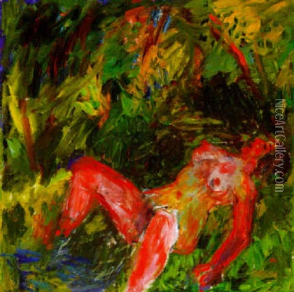 Kvinna I Grongraset Oil Painting - Ivan Ivarson