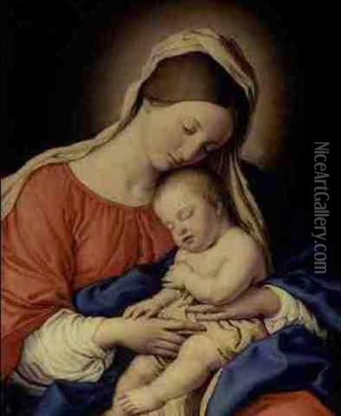 Madonna And Sleeping Christ Child Oil Painting - Giovanni Battista Salvi