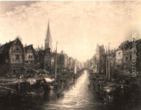 Hollandische Hafenstadt Oil Painting - George Gregory