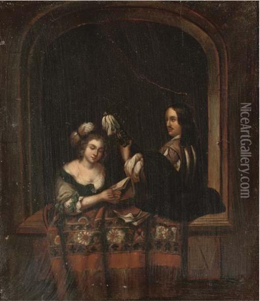 A Music Recital At A Casement Oil Painting - Willem van Mieris