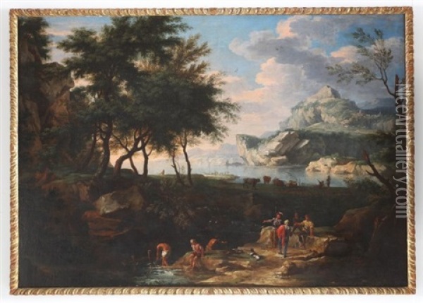Paesaggio Marino Con Ruscello Ed Oil Painting - Jacob De Heusch