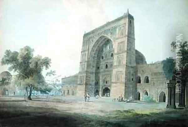 Main Entrance of the Jami Mosque Jaunpur Oil Painting - Thomas & William Daniell
