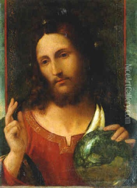 Salvator Mundi Oil Painting - Jacopo Palma il Vecchio