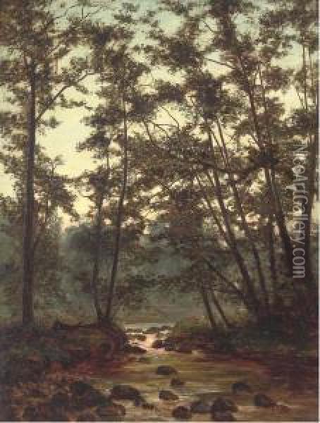 River Mole, Near Box Hill, Surrey Oil Painting - Alfred I Glendening