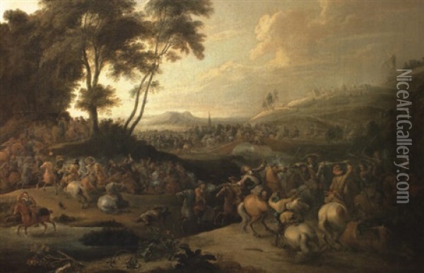 Engagement De Cavalerie Oil Painting - Lambert de Hondt