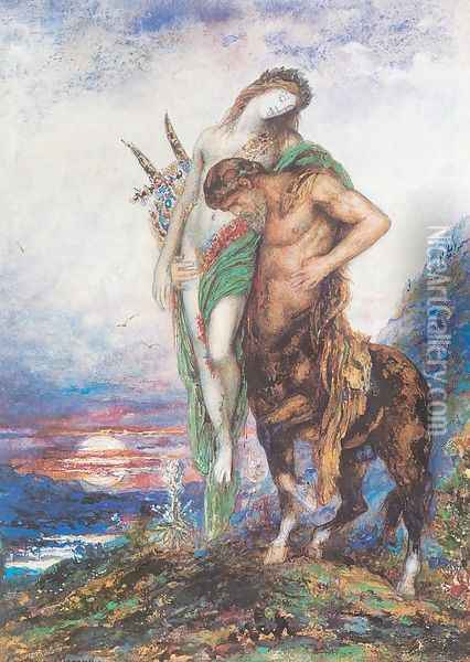 Dead Poet Borne by a Centaur 1890 Oil Painting - Gustave Moreau