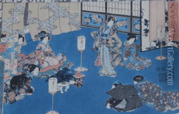 Scenes From The Life Of Prince Genji Oil Painting - Kunisada