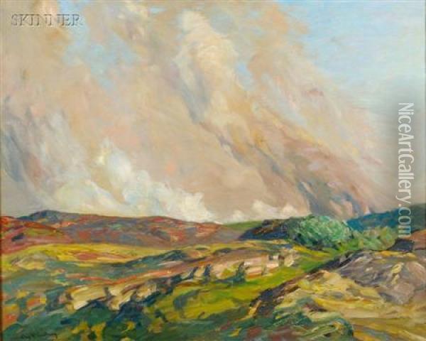 The Three Hills-fire Oil Painting - Charles Herbert Woodbury