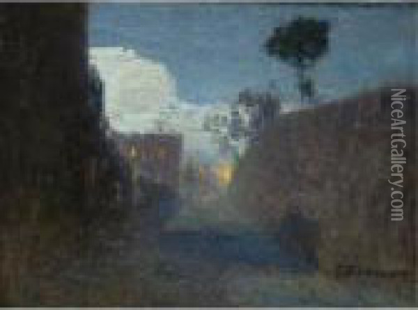Moonlit Passage In Jupille Oil Painting - Ivan Pavlovich Pokhitonov