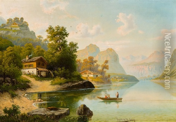 Schweizer Alpensee Oil Painting - Julius Kruchen