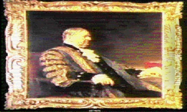 Portrait Of The Right Honorable Sir William Harcourt, M.p. Oil Painting - Sir Arthur Stockdale Cope