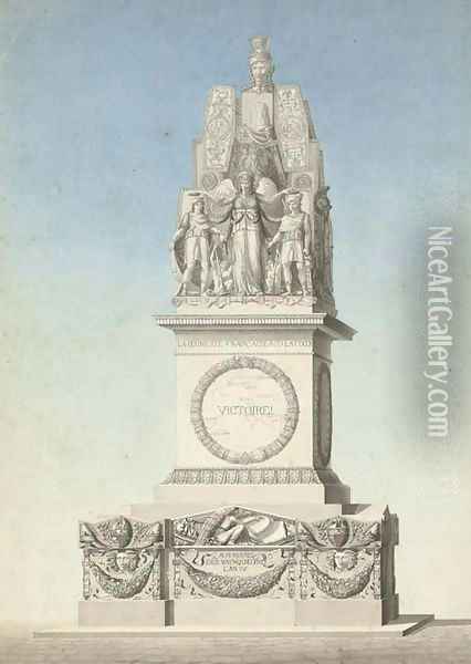 Design for a victory monument commemorating the dead of the French Republican Wars Oil Painting - Jean Guillaume Moitte