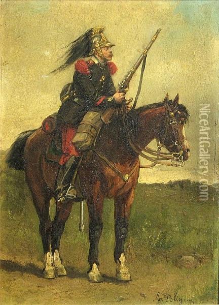 A Dragoon On Patrol Oil Painting - Albert Bligny