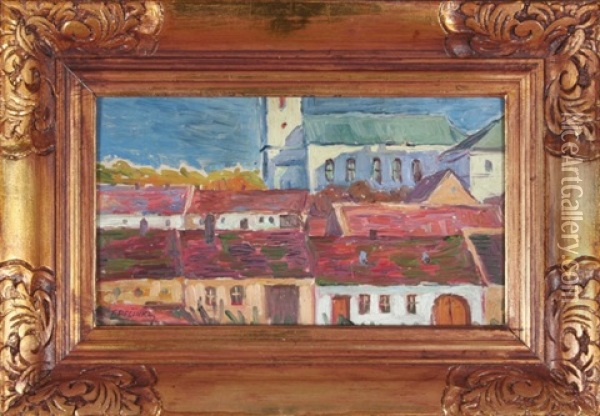 Vesnice Oil Painting - Frantisek Pecinka