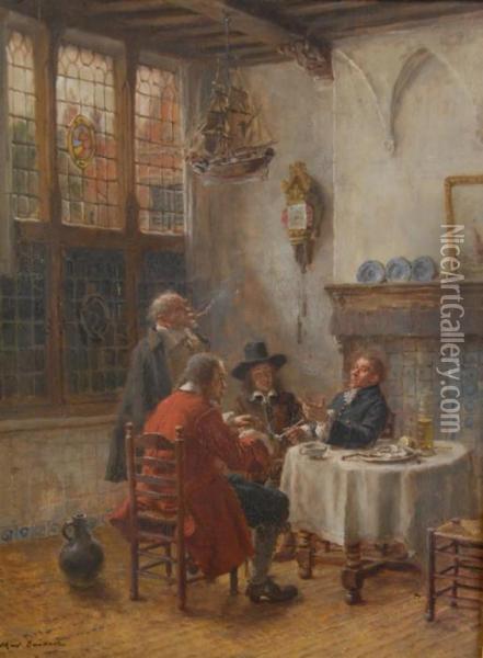 Gentleman Conversing Oil Painting - Max Gaisser
