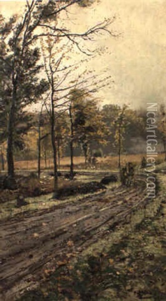 Herbstjagd Mit Jagern Oil Painting - Hugo Muehlig