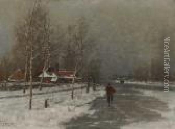 Winterlandschaft Mit Bauern Auf Dem Eis Oil Painting - Johann Jungblutt