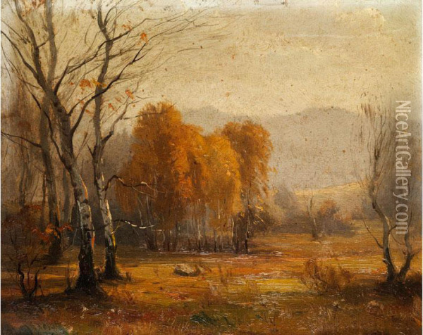 Herbstliche Baumlandschaft Mit Birken Oil Painting - Karl Buchholz