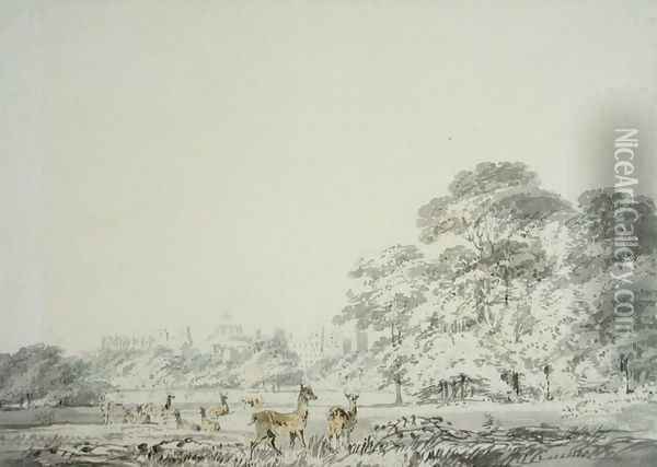Windsor Castle and Park with Deer Oil Painting - Joseph Mallord William Turner