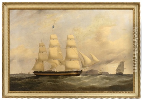 The American Ship Independence Off Liverpool Oil Painting - Samuel Walters