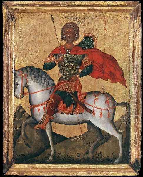 St Menas of Egypt on Horseback Oil Painting - Cretan Unknown Master