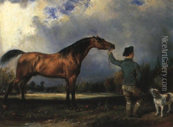 Cheval De Course Et Son Jockey Oil Painting - Francois Gabriel Guillaume Lepaulle