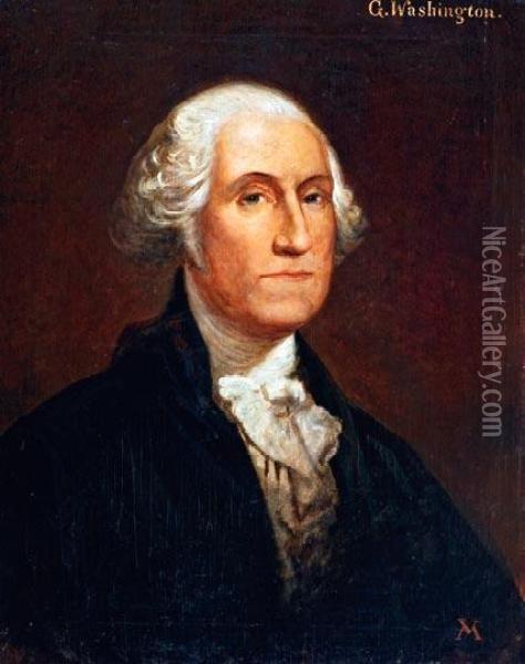 George Washington Portreja Oil Painting - Viktor Von Madarasz
