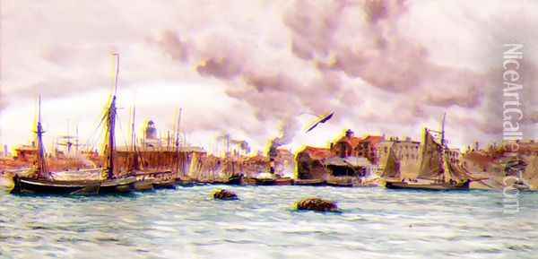 Portsmouth Harbour 1884 Oil Painting - John Edward Brett
