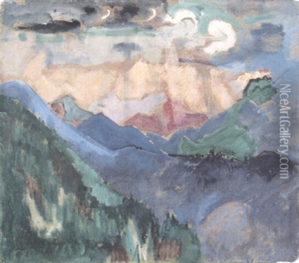 Berglandschaft Im Toten Gebirge Oil Painting - Oskar Moll