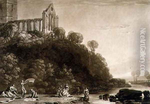 Dumblain Abbey, from the Liber Studiorum, engraved by Thomas Lupton, 1816 Oil Painting - Joseph Mallord William Turner