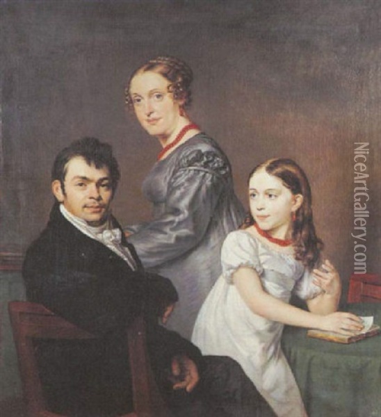 Portrait De Famille Oil Painting - Joseph Paelinck