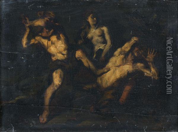 Hercule Delivrant Dejanire De L'emprise De Nessus Oil Painting - Theodule Augustine Ribot