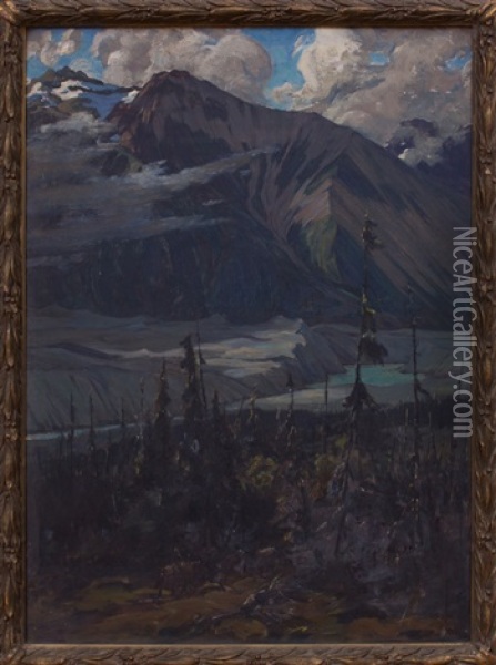Niles Glacier From The Delta; And Ruskulana Glacier From Nuggett Creek Trail Oil Painting - Robert Van Vorst Sewell