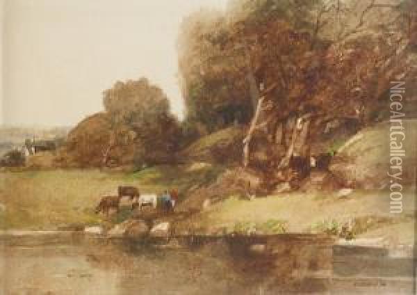 Inchmahorne Priory, Island Inchmahorne, Lake Meredith Oil Painting - William Sellon