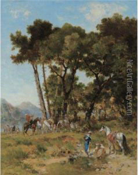 Halte Dans Les Montagnes Oil Painting - Georges Washington