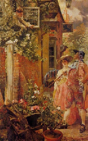 The Rose Grower Oil Painting - Edgar Bundy