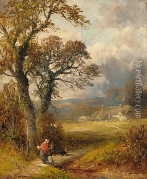 Near Mackworth, Derbyshire Oil Painting - George Turner