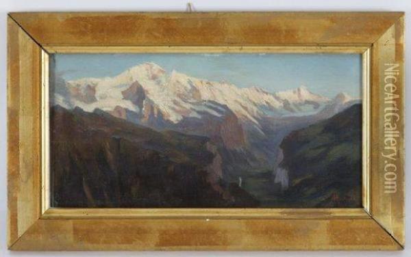 Paysage De Montagne Oil Painting - Alfred Henri Berthoud