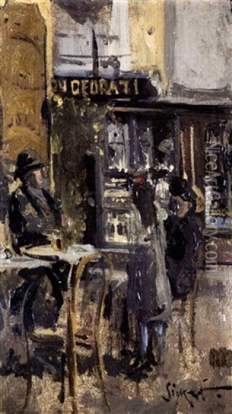 The Little Tea Shop, Dieppe Oil Painting - Walter Sickert