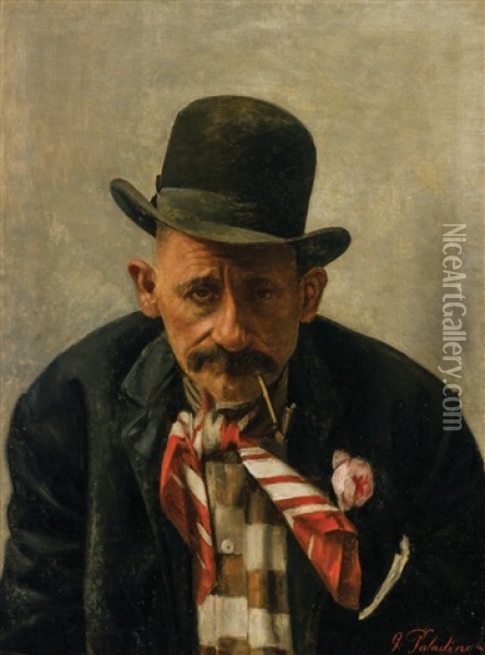 Italian Gentleman Smoking His Pipe Oil Painting - Giuseppe Paladino
