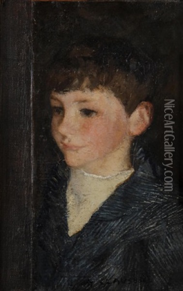 Portrait Of A Boy Oil Painting - Sir George Clausen