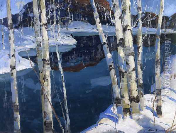 Winter Blue Oil Painting - Jonas Lie