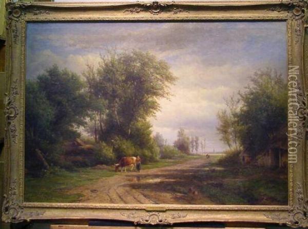 Scene In Holland Oil Painting - Hendrik D. Kruseman Van Elten
